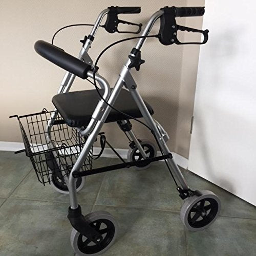 Trendmobil Rollator LR 56 – leichter Aluminium-Rollator mit Sitz, Korb und höhenverstellbaren Griffen