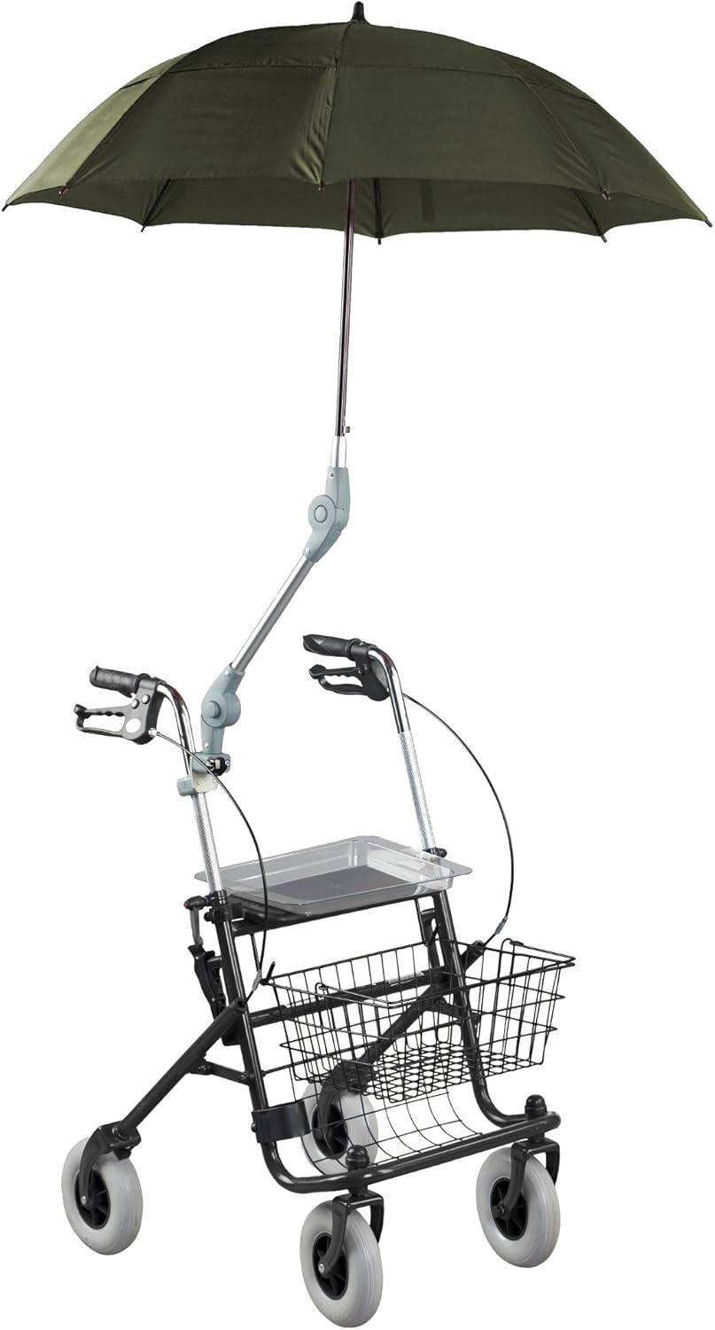 ZUBEHÖR – Rolko Rollatorschirm Protector – höhenverstellbar, windfest und wasserabweisend, mit Halterung