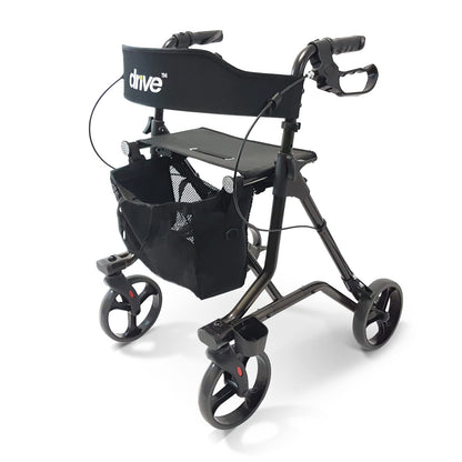 Drive Medical Rollator Torro – leichter Aluminium-Rollator mit Sitz, Rückengurt und höhenverstellbaren Griffen