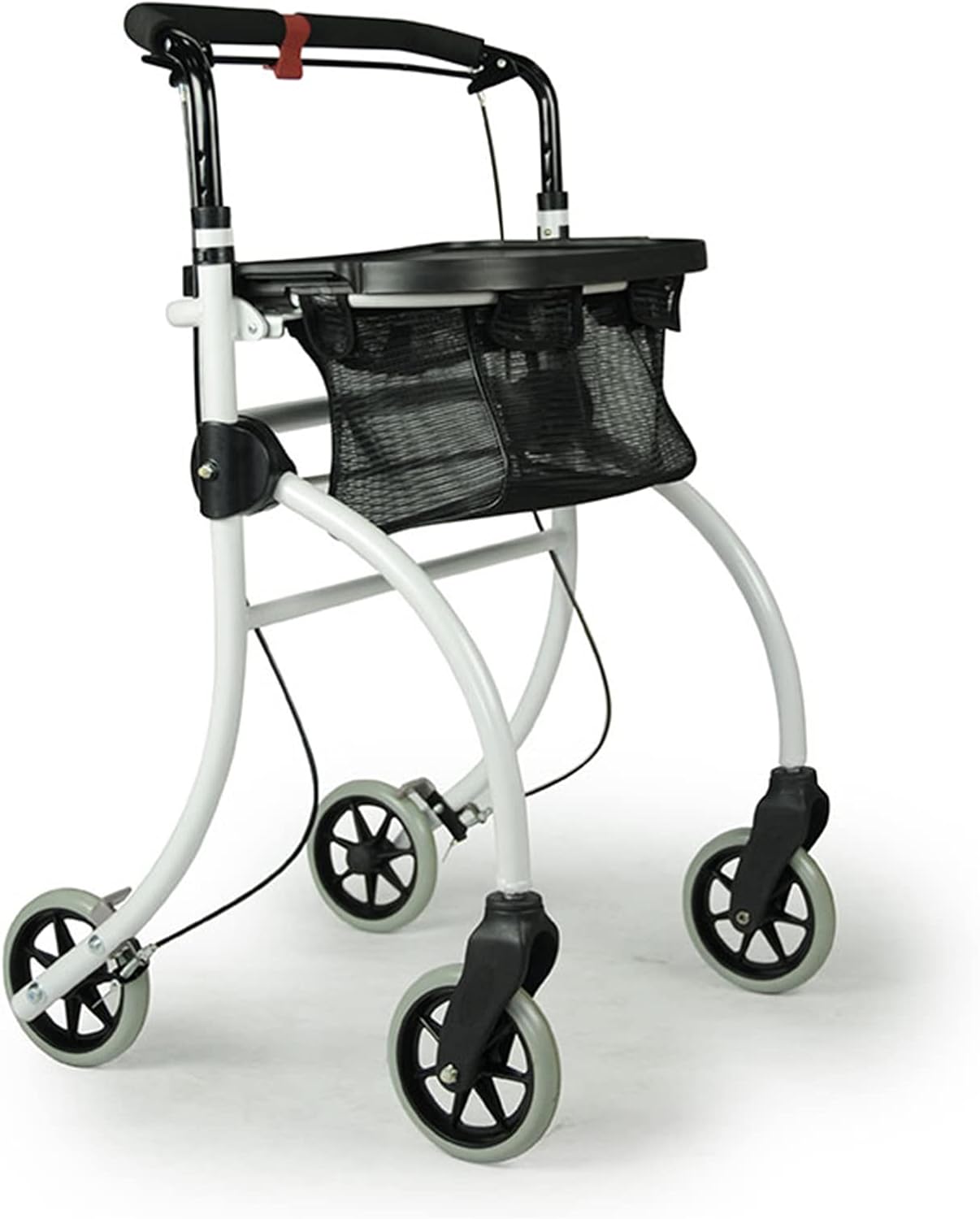 Drive Medical Rollator Roomba – leichter Indoor-Rollator mit Tablett, Tasche und Einhandbremse