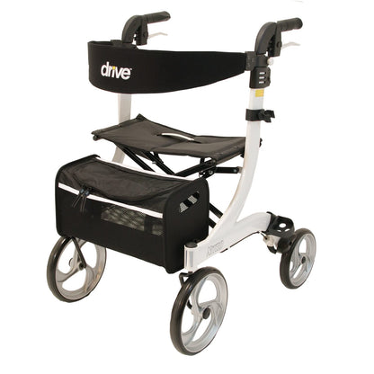 Drive Medical Rollator Nitro – eleganter Aluminium-Rollator mit großen Rädern, Sitz und Faltmechanismus