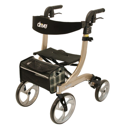 Drive Medical Rollator Nitro – eleganter Aluminium-Rollator mit großen Rädern, Sitz und Faltmechanismus