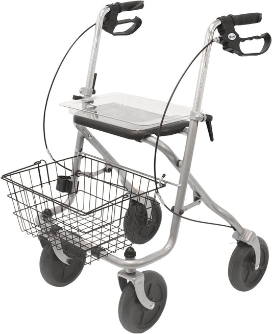 Drive Medical Rollator Migo – stabiler Leichtmetall-Rollator mit Einhand-Faltmechanismus und Korb