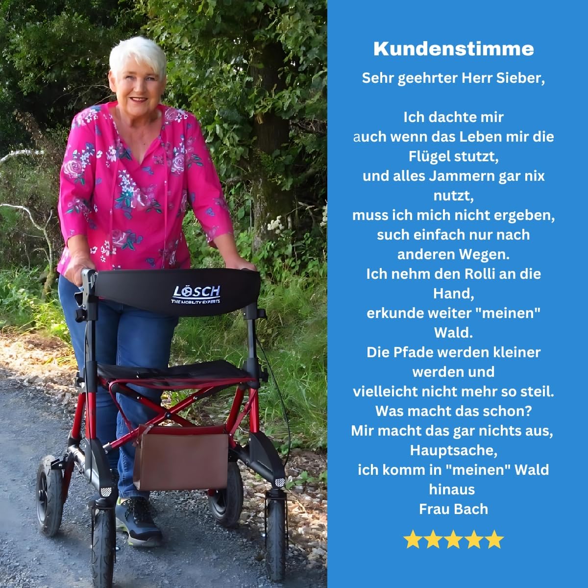 Tabas Premium Outdoor Rollator – leichter Aluminium-Rollator mit Luftreifen, faltbar und höhenverstellbar