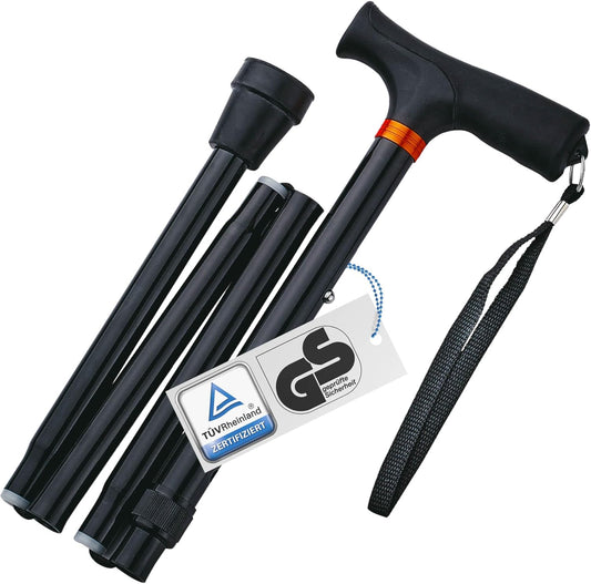 Weinberger Gehstock – leichter, faltbarer Aluminium-Gehstock mit Höhenverstellung und rutschfestem Fuß
