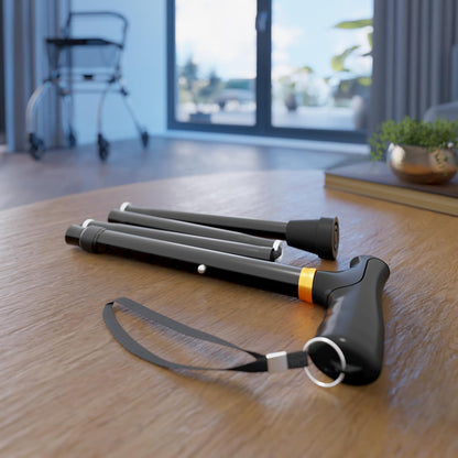 Weinberger Gehstock – leichter, faltbarer Aluminium-Gehstock mit Höhenverstellung und rutschfestem Fuß