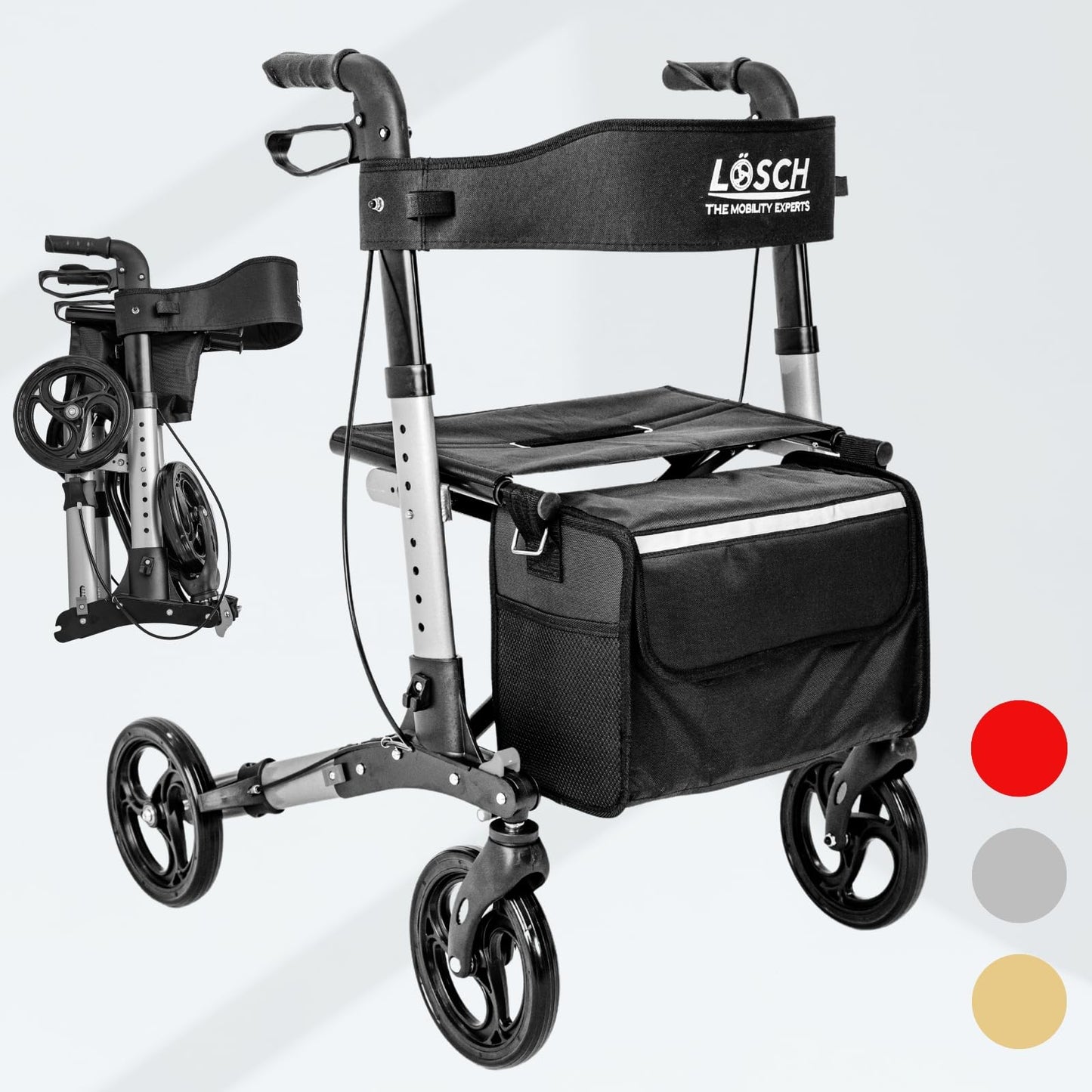 Lösch Reha Tabas Mobility Air – faltbarer Outdoor-Rollator mit Luftreifen, höhenverstellbar und reisetauglich