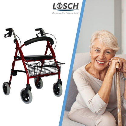 Trendmobil Rollator LR 56 – leichter Aluminium-Rollator mit Sitz, Korb und höhenverstellbaren Griffen