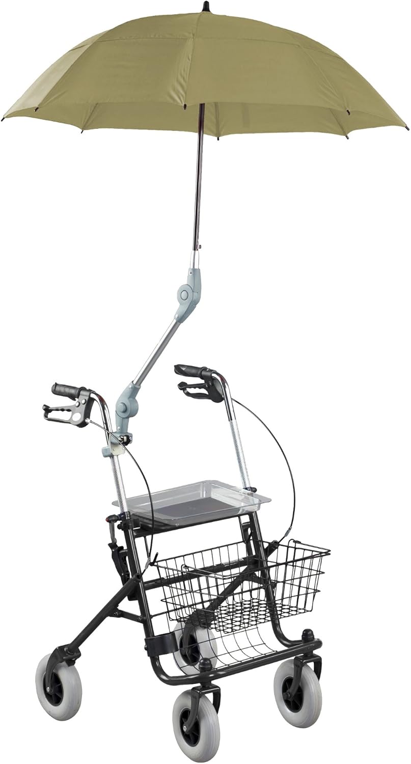 ZUBEHÖR – Rolko Rollatorschirm Protector – höhenverstellbar, windfest und wasserabweisend, mit Halterung
