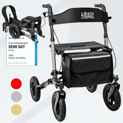 Lösch Reha Tabas Mobility Air – faltbarer Outdoor-Rollator mit Luftreifen, höhenverstellbar und reisetauglich