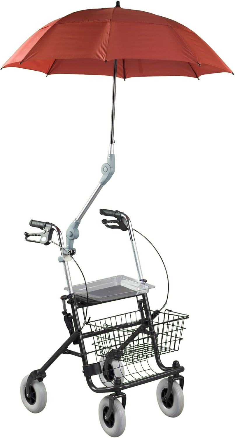 ZUBEHÖR – Rolko Rollatorschirm Protector – höhenverstellbar, windfest und wasserabweisend, mit Halterung