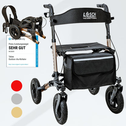 Lösch Reha Tabas Mobility Air – faltbarer Outdoor-Rollator mit Luftreifen, höhenverstellbar und reisetauglich