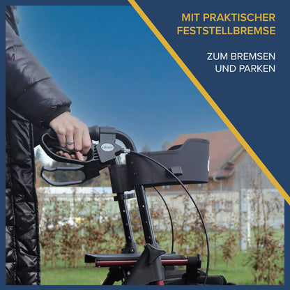 Drive Medical Rollator Torro – leichter Aluminium-Rollator mit Sitz, Rückengurt und höhenverstellbaren Griffen