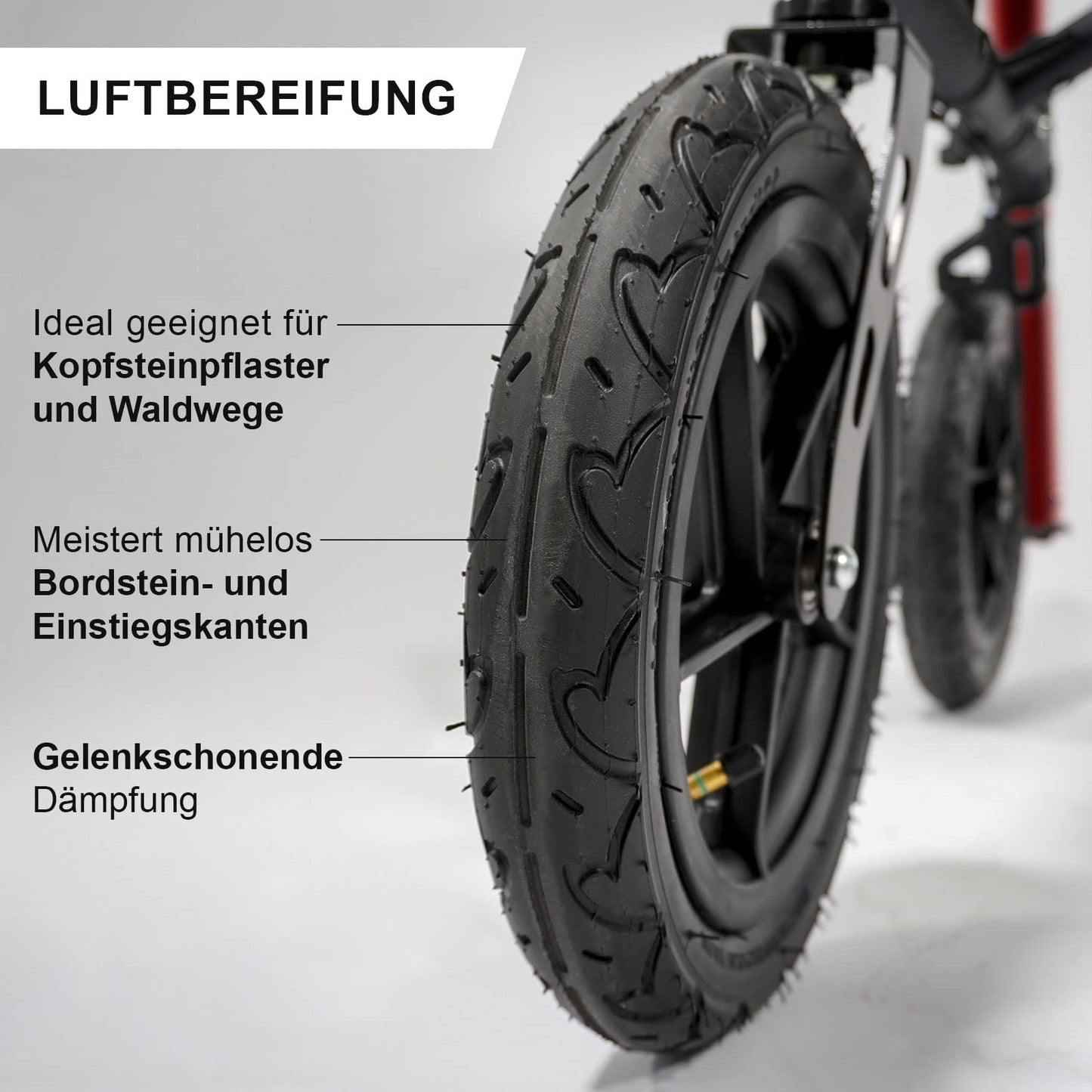 Tabas Premium Outdoor Rollator – leichter Aluminium-Rollator mit Luftreifen, faltbar und höhenverstellbar