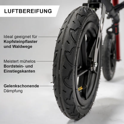 Tabas Premium Outdoor Rollator – leichter Aluminium-Rollator mit Luftreifen, faltbar und höhenverstellbar