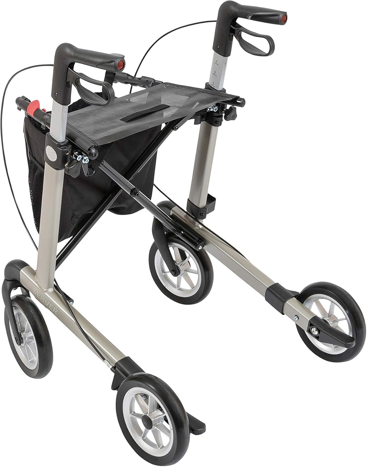 Rehasense Rollator Server – leichter Aluminium-Rollator, faltbar, bis 150 kg belastbar