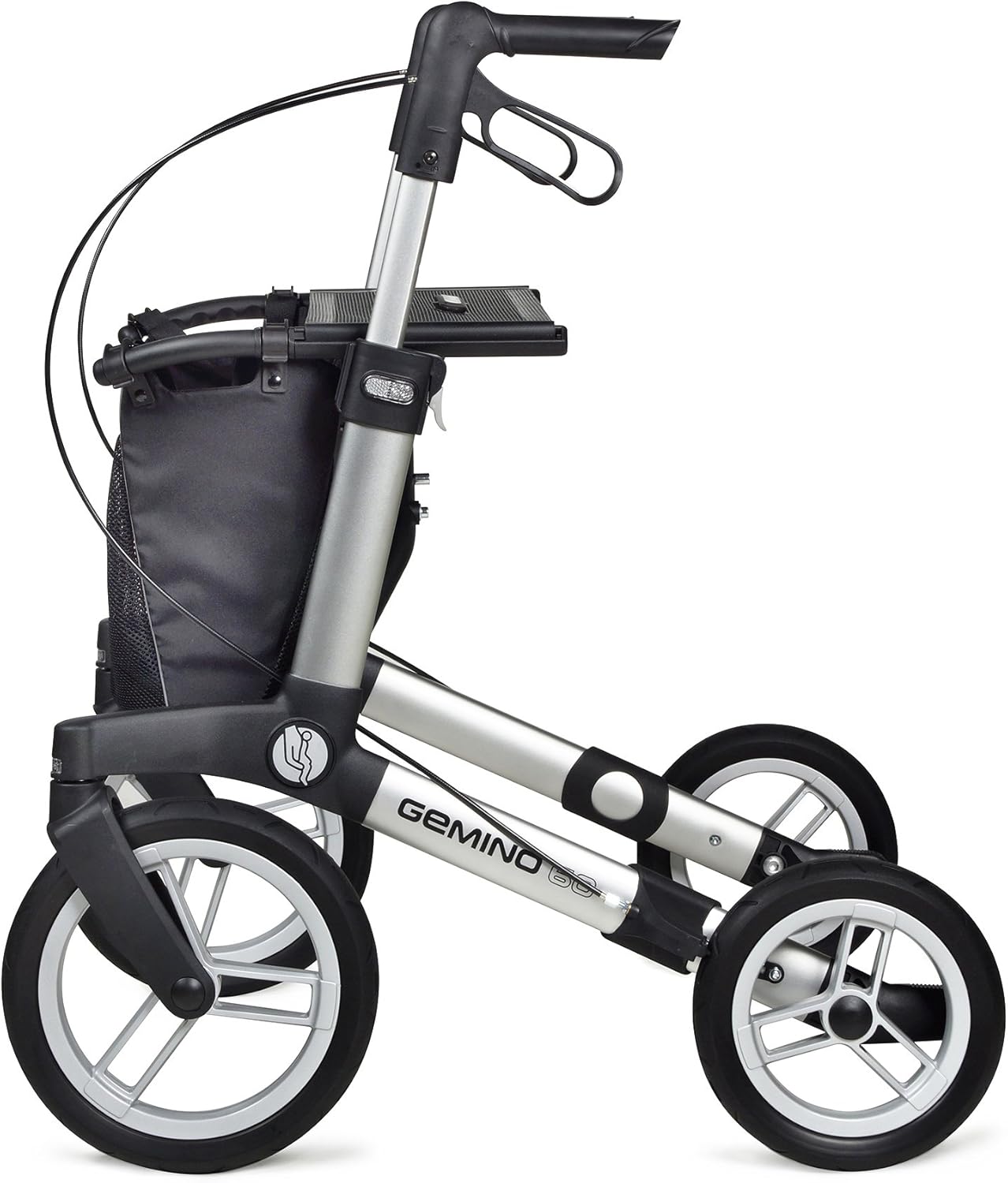 Sunrise Medical Handicare Gemino 60 – leichter Aluminium-Rollator mit großen Rädern, Faltmechanismus und Memory-Höhenverstellung