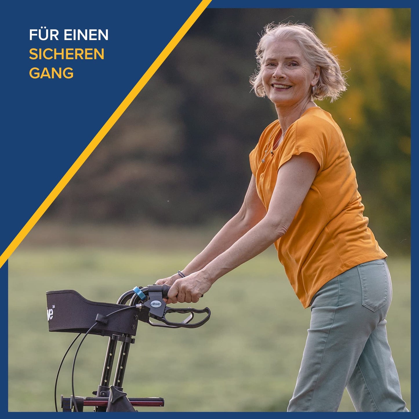 Drive Medical Rollator Torro – leichter Aluminium-Rollator mit Sitz, Rückengurt und höhenverstellbaren Griffen