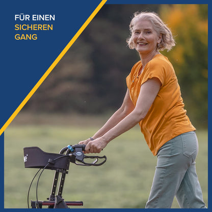 Drive Medical Rollator Torro – leichter Aluminium-Rollator mit Sitz, Rückengurt und höhenverstellbaren Griffen