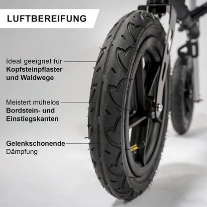 Tabas Premium Outdoor Rollator – leichter Aluminium-Rollator mit Luftreifen, faltbar und höhenverstellbar