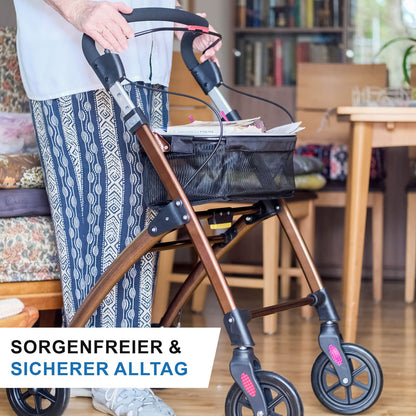 Lösch Reha Rollator Casa – leichter Indoor-Rollator mit Softgriffen und Tablett, faltbar und höhenverstellbar