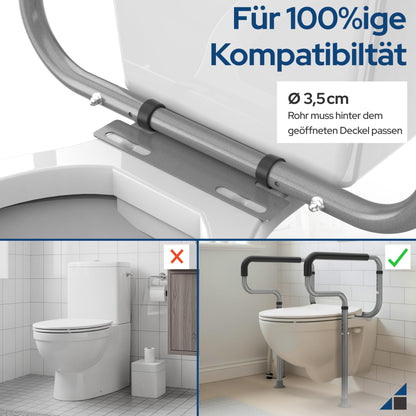 Toilettenstützgestell ohne Bohren – höhen- und breitenverstellbare Aufstehhilfe aus Stahl mit rutschfesten Gummifüßen