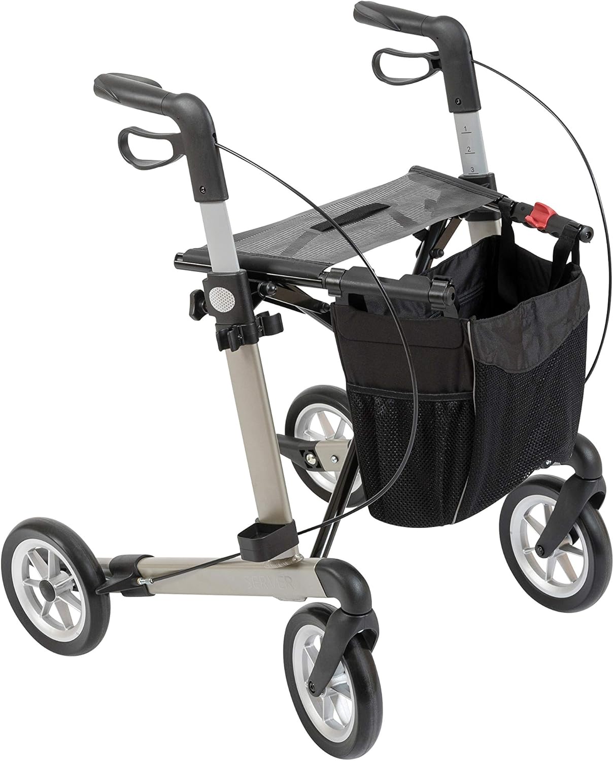 Rehasense Rollator Server – leichter Aluminium-Rollator, faltbar, bis 150 kg belastbar