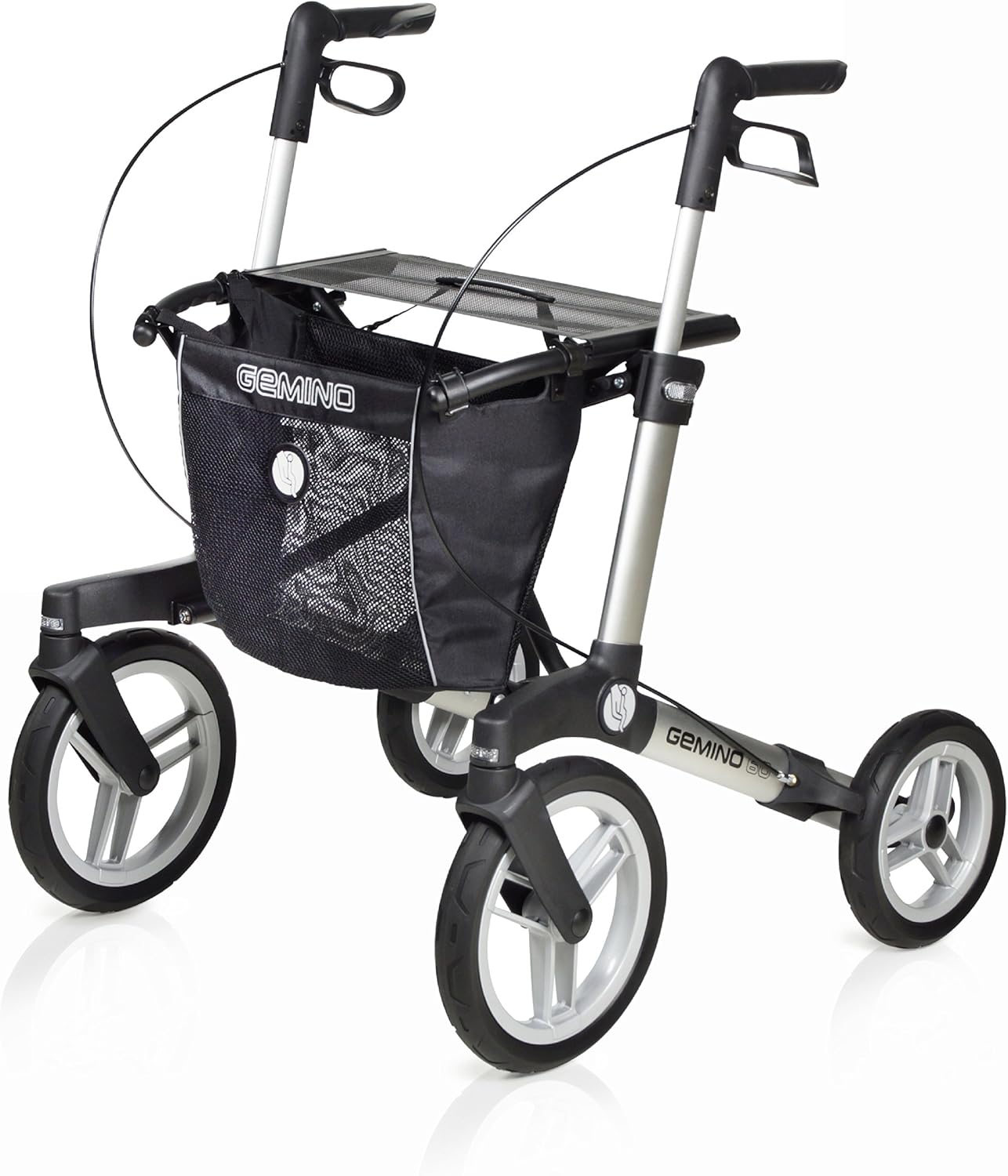 Sunrise Medical Handicare Gemino 60 – leichter Aluminium-Rollator mit großen Rädern, Faltmechanismus und Memory-Höhenverstellung