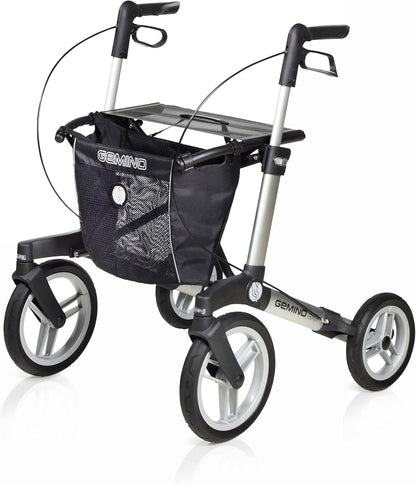 Sunrise Medical Handicare Gemino 60 – leichter Aluminium-Rollator mit großen Rädern, Faltmechanismus und Memory-Höhenverstellung