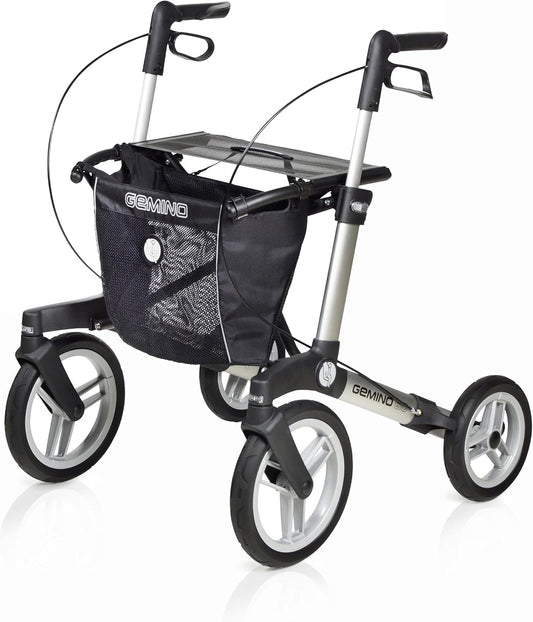 Sunrise Medical Handicare Gemino 60 – leichter Aluminium-Rollator mit großen Rädern, Faltmechanismus und Memory-Höhenverstellung