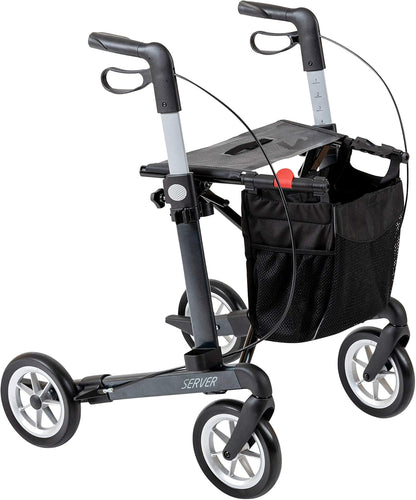 Rehasense Rollator Server L – leichter Aluminium-Rollator mit Softreifen, faltbar und höhenverstellbar