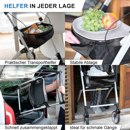 Lösch Reha Rollator Casa – leichter Indoor-Rollator mit Softgriffen und Tablett, faltbar und höhenverstellbar