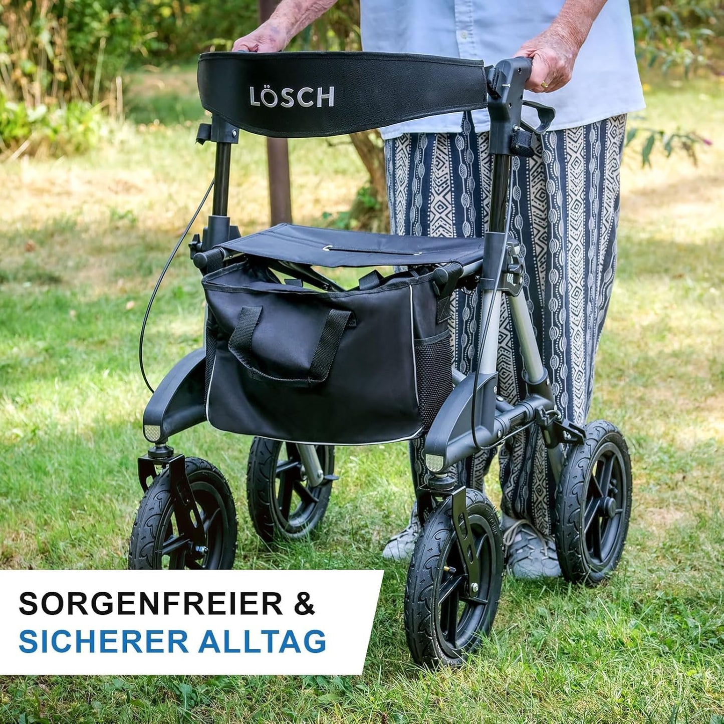 Tabas Premium Outdoor Rollator – leichter Aluminium-Rollator mit Luftreifen, faltbar und höhenverstellbar