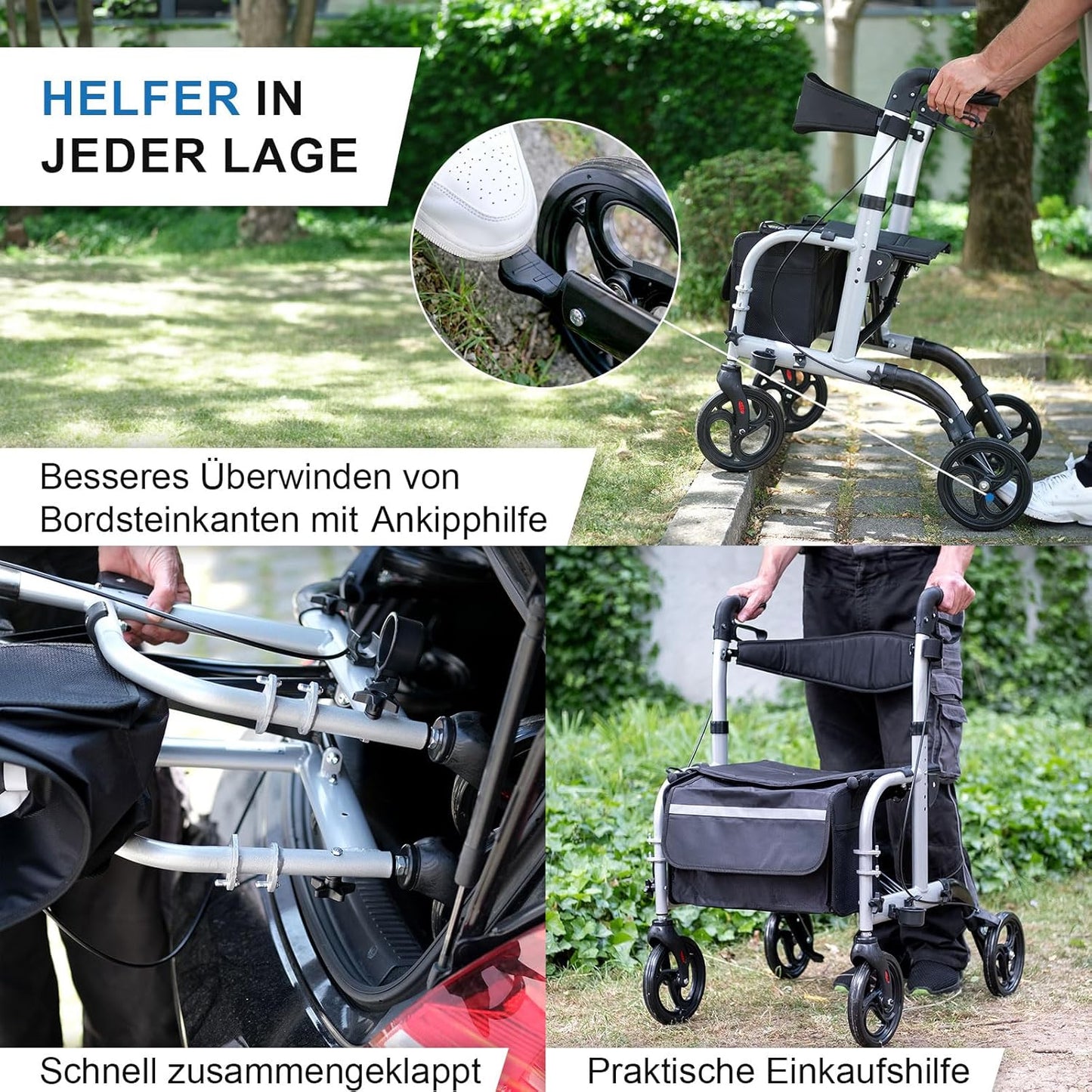 Lösch Reha Twin 2-in-1 – Rollator und Rollstuhl Kombi, faltbar, leicht und höhenverstellbar