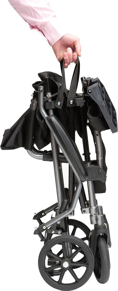 Drive Medical Travelite Transportstuhl – leichter, faltbarer Reise-Rollstuhl mit Tragetasche