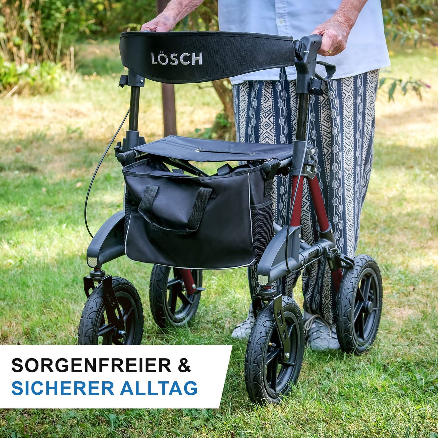 Tabas Premium Outdoor Rollator – leichter Aluminium-Rollator mit Luftreifen, faltbar und höhenverstellbar