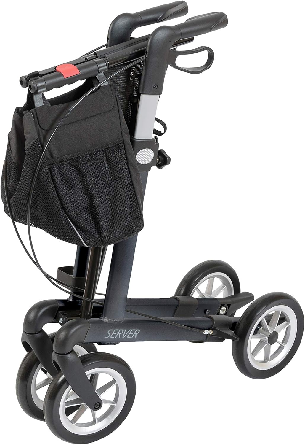 Rehasense Rollator Server L – leichter Aluminium-Rollator mit Softreifen, faltbar und höhenverstellbar