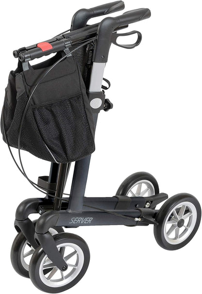Rehasense Rollator Server L – leichter Aluminium-Rollator mit Softreifen, faltbar und höhenverstellbar