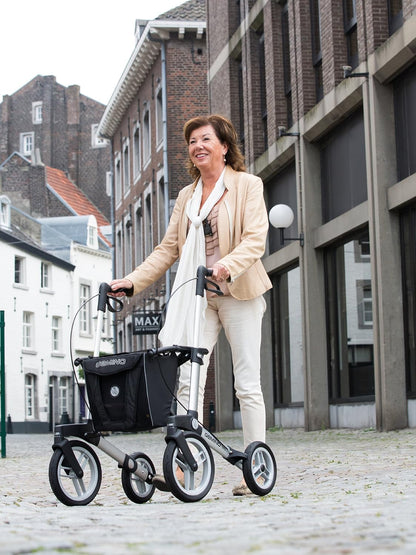 Sunrise Medical Handicare Gemino 60 – leichter Aluminium-Rollator mit großen Rädern, Faltmechanismus und Memory-Höhenverstellung